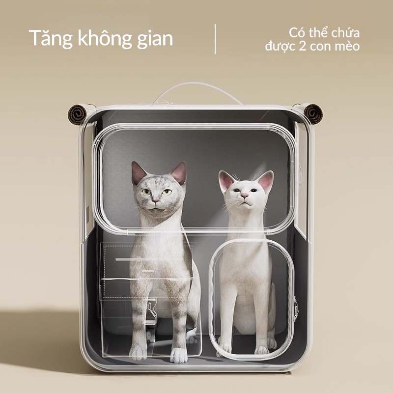 Balo thú cưng đa năng Cutepet- 4 trong 1, có thể tháo rời thành vali kéo cho thú cưng, thông thoáng 360°