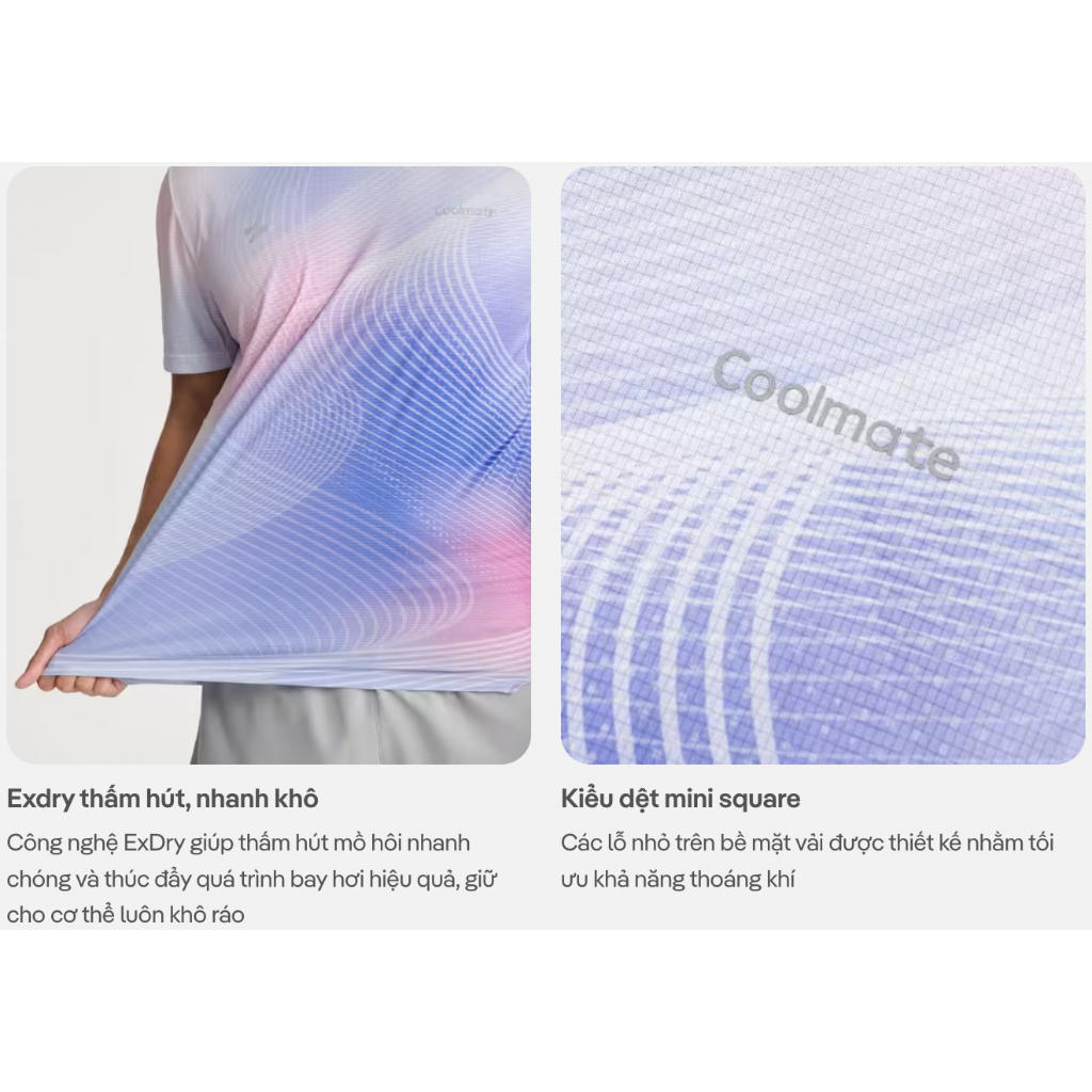 [MUA 3 GIẢM 30%]Áo Thun nam TShirt thể thao chạy bộ Airflow Luman Wave siêu nhẹ, thấm hút, thoáng khí Coolmate