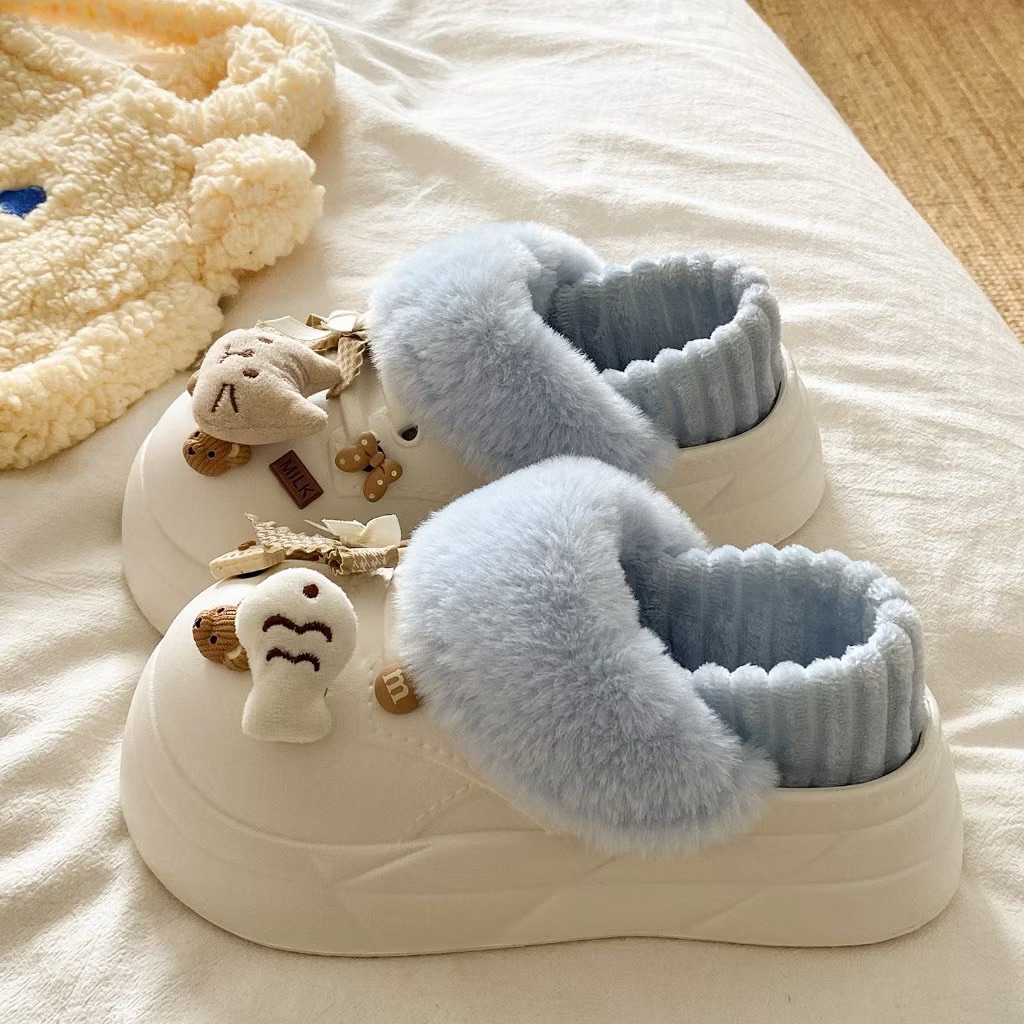 giày sục nữ,giày sục nữ lót lông 5 màu hình cá mèo dễ thương