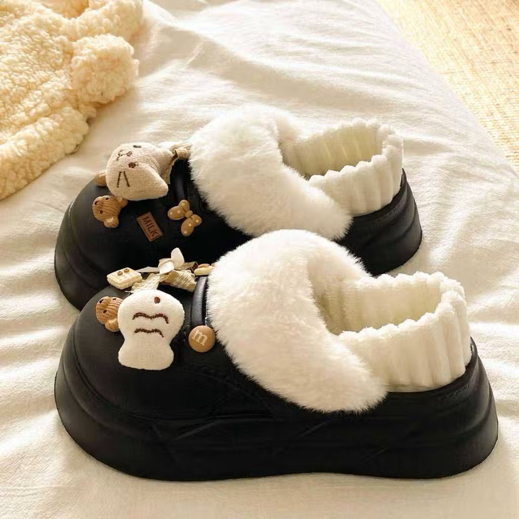giày sục nữ,giày sục nữ lót lông 5 màu hình cá mèo dễ thương