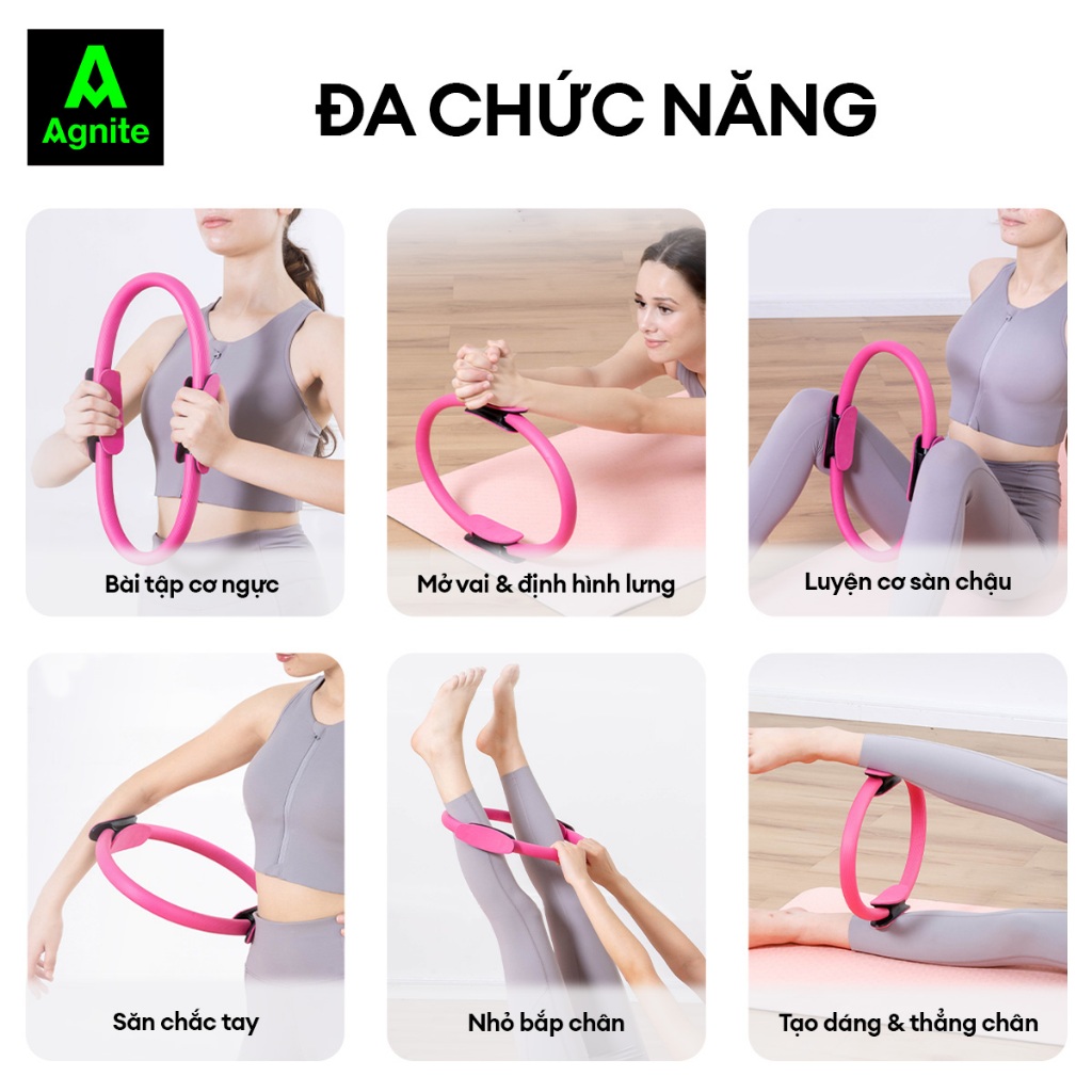 VÒNG TẬP PILATES AGNITE – DỤNG CỤ TẬP THON GỌN, DẺO DAI, CÂN ĐỐI CƠ THỂ