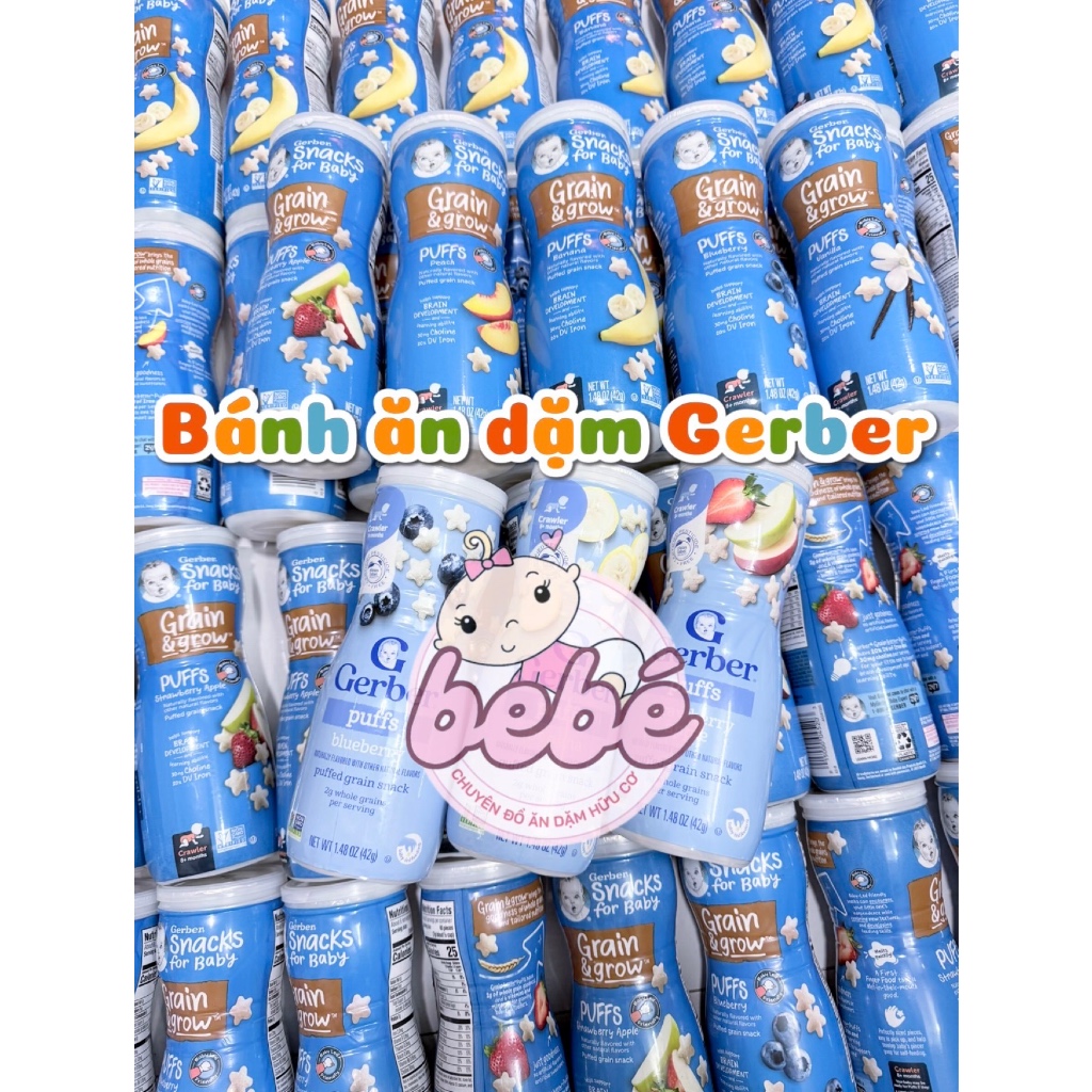 Bánh ăn dặm Gerber, sữa chua khô Gerber Mỹ bổ sung dinh dưỡng cho bé