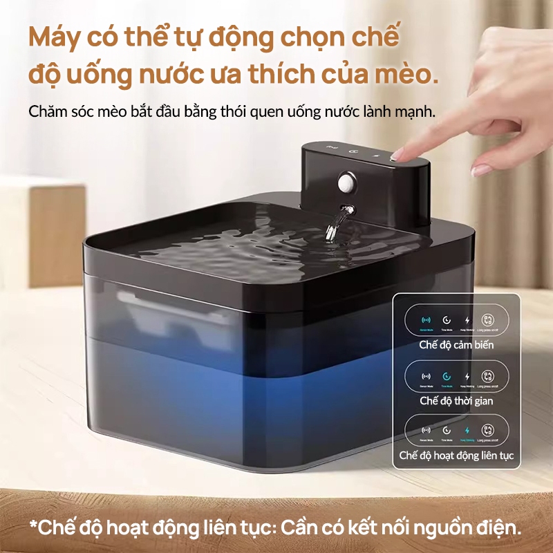 Máy nước uống tự động cho thú cưng Cutepet, hỗ trợ sạc không dây, dung tích 2,2L, máy nước uống cảm ứng