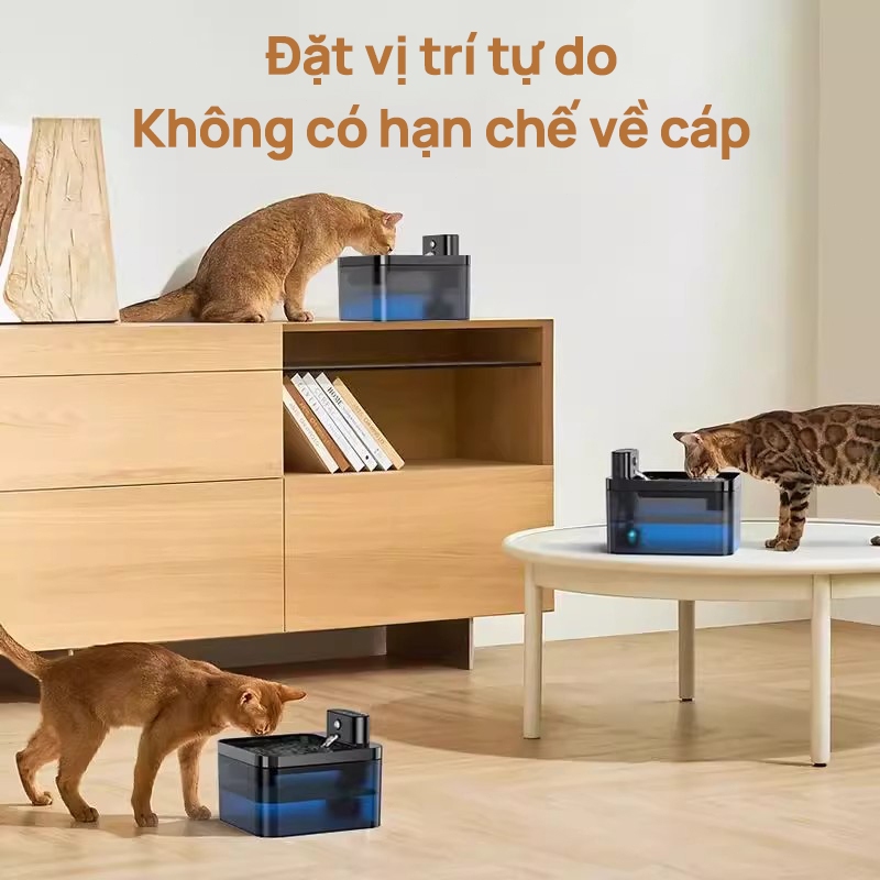 Máy nước uống tự động cho thú cưng Cutepet, hỗ trợ sạc không dây, dung tích 2,2L, máy nước uống cảm ứng