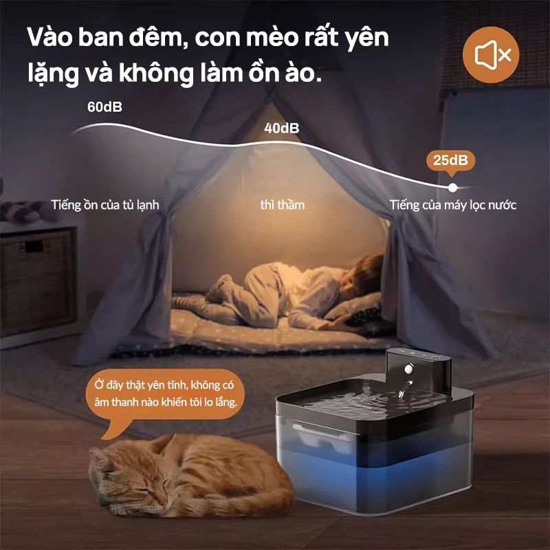 Máy nước uống tự động cho thú cưng Cutepet, hỗ trợ sạc không dây, dung tích 2,2L, máy nước uống cảm ứng