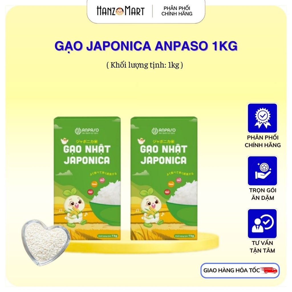Gạo Japonica cho bé Ăn Dặm Anpaso 1kg - Giống gạo Nhật Bản chứa nhiều vitamin và khoáng chất