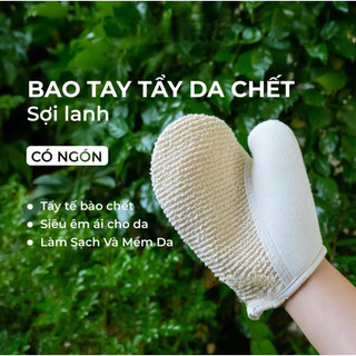 Găng Tay Tẩy Tế Bào Chết Sợi Lanh Thiên Nhiên An Toàn, Bao Tay Tắm Body Kì Ghét Mềm Mại Dày Dặn 88537