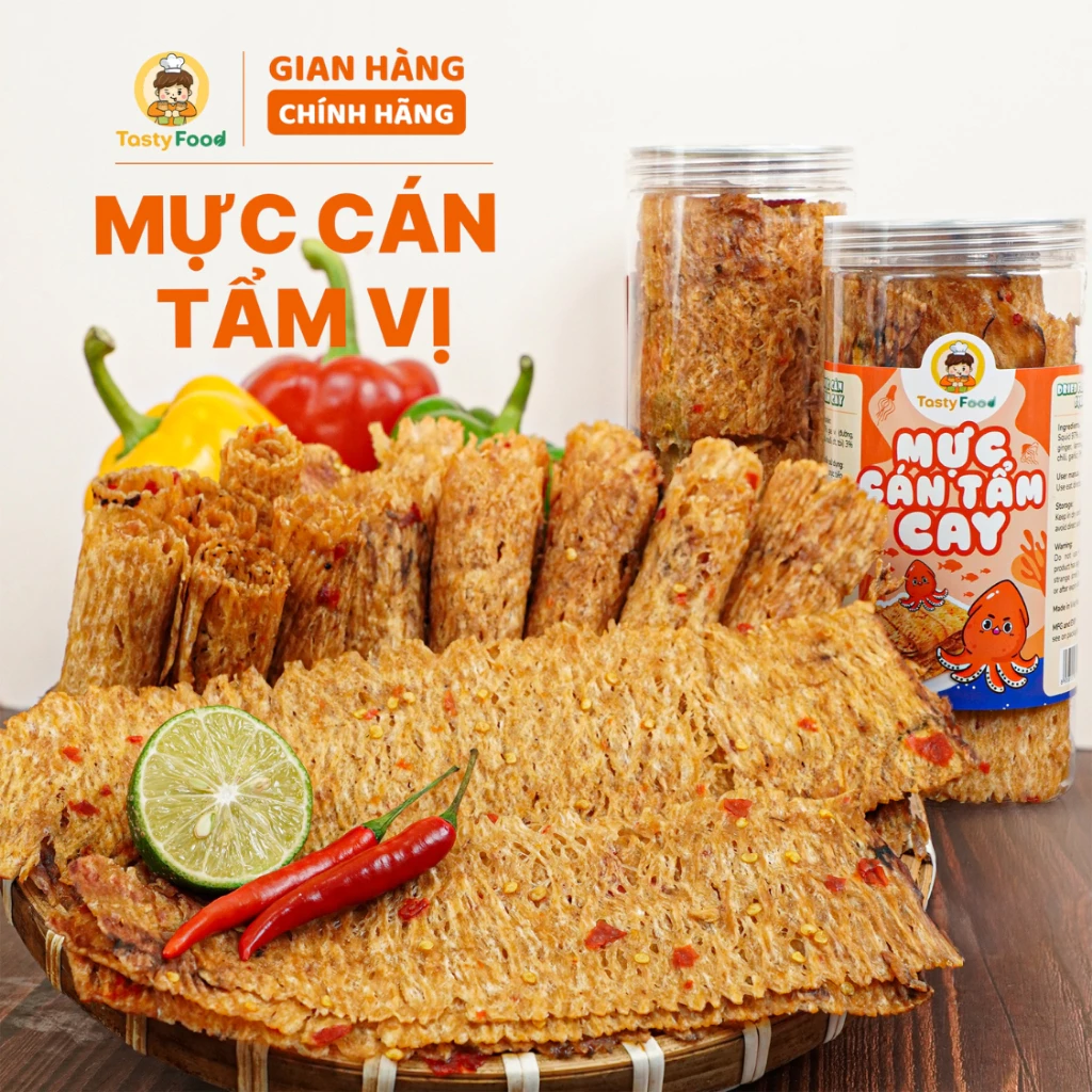 Món ăn vặt - Mực Cán Tẩm Gia Vị Cay Tasty Food (ăn cuốn lắm^^)