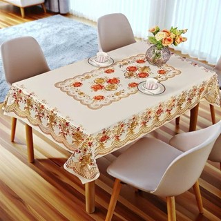 [Size 1.4 x 1.8] Khăn Trải Bàn Phòng Khách, Khăn Bàn Gia Tiên In Hoa 3D Nổi Bật Chất Liệu PVC Không Thấm Nước