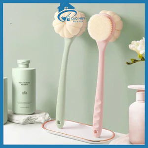 Bàn Chải Tắm 2 Trong 1 Tay Cầm Dài, Bàn Chải Làm Sạch & Bông Lưới Tạo Bọt Chăm Sóc Da