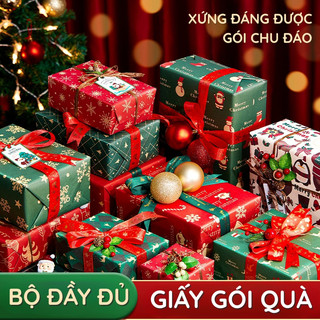 Giấy gói quà loại cuộn lớn, chất liệu Couche mịn và Kraft nhám, mẫu vintage màu đỏ và các màu cơ bản, cho hộp quà