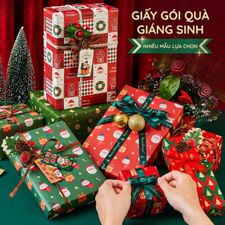 Giấy gói quà loại cuộn lớn, chất liệu Couche mịn và Kraft nhám, mẫu vintage màu đỏ và các màu cơ bản, cho hộp quà
