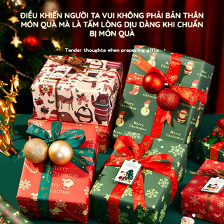 Giấy gói quà loại cuộn lớn, chất liệu Couche mịn và Kraft nhám, mẫu vintage màu đỏ và các màu cơ bản, cho hộp quà
