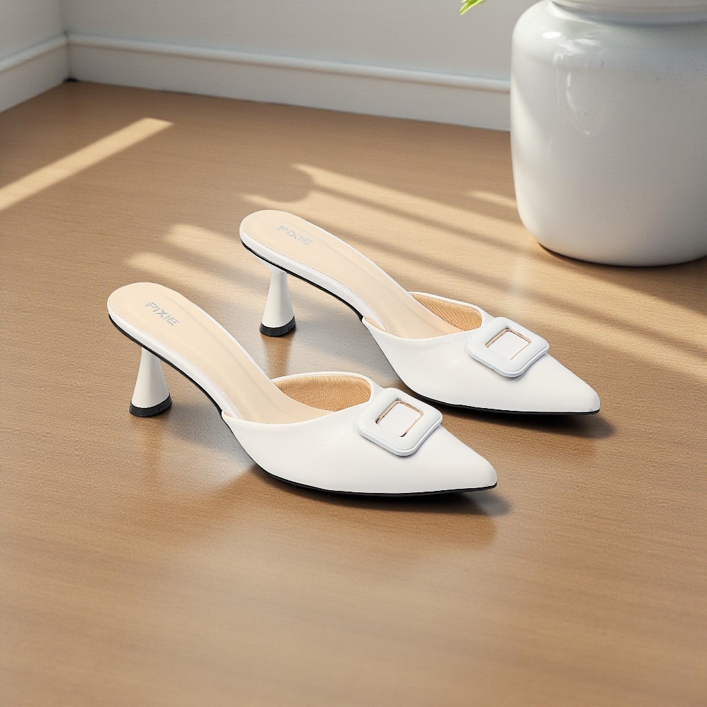 [Form nhỏ tăng 1 size] Giày Sục Cao Gót 6cm Phối Khóa Pixie E157