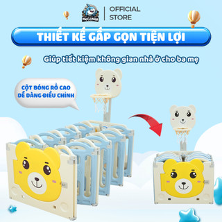 Quây Gấp Gọn Pakey Gấu NC01 Dày Dặn TẶNG BÓNG+THẢM+SET BÓNG RỔ+NÉM VÒNG, Quây Cho Bé Màu Sắc Sang Trọng Bảo Hành 2 Năm