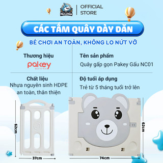 Quây Gấp Gọn Pakey Gấu NC01 Dày Dặn TẶNG BÓNG+THẢM+SET BÓNG RỔ+NÉM VÒNG, Quây Cho Bé Màu Sắc Sang Trọng Bảo Hành 2 Năm