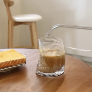 Ly thuỷ tinh/Cốc thuỷ tinh sọc dáng cong dung tích 350ml và 550ml uống matcha, cà phê, trà trái cây, trang trí homecafe