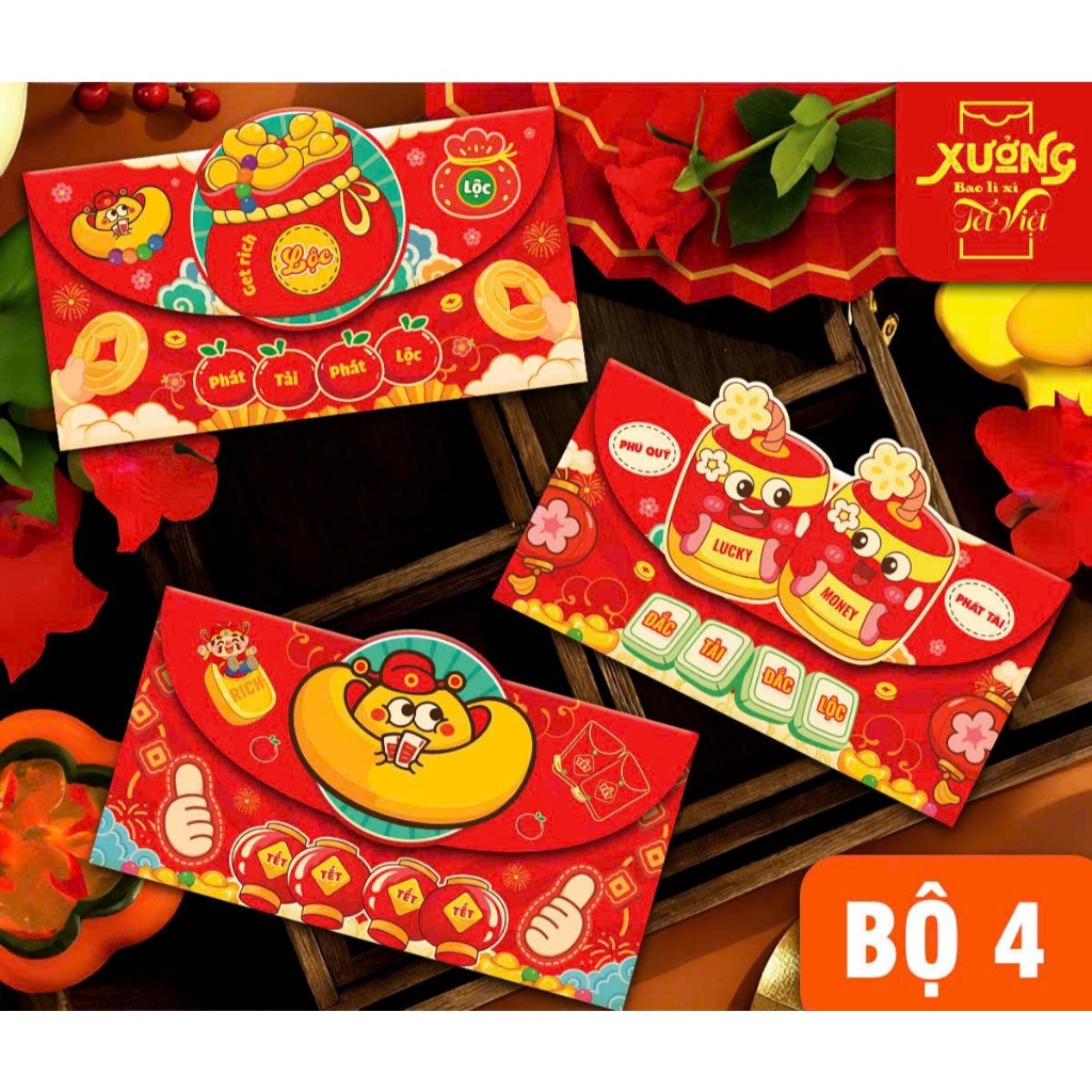 Bao Lì Xì Tết 2026 Con Lân Con Ngựa Lì Xì Lân Mừng Năm Mới Set 3 Cái Đầu Kì Lân Phong Bao Lì Xì - Đồ Chơi Cho Bé PUKAPI