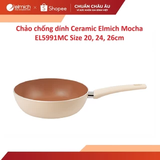 Chảo chống dính Ceramic Elmich Mocha EL5991MC Size 20, 24, 26cm