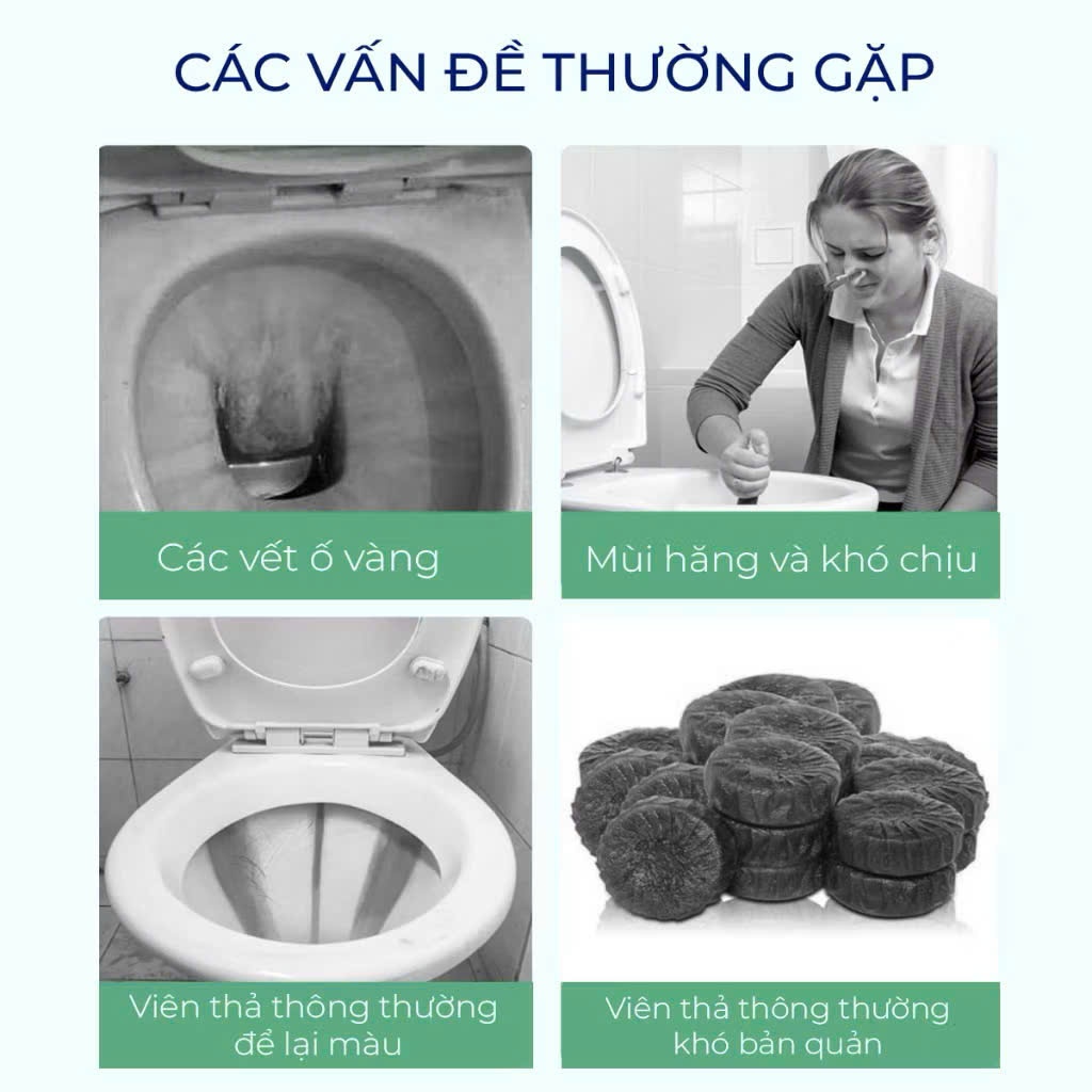 Viên thả bồn cầu CLEAVO khử mùi tẩy sạch bồn cầu thế hệ mới, diệt vi khuẩn toilet, tẩy sạch mảng bám 50gX5 viên