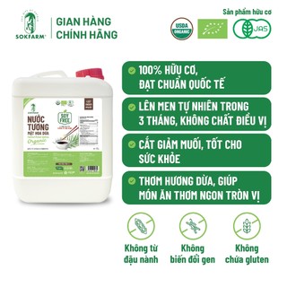 Nước Tương Mật Hoa Dừa Hữu Cơ Sokfarm Can 5 Lít| Dòng Ít Muối