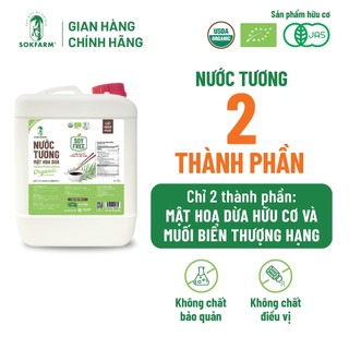 Nước Tương Mật Hoa Dừa Hữu Cơ Sokfarm Can 5 Lít| Dòng Ít Muối