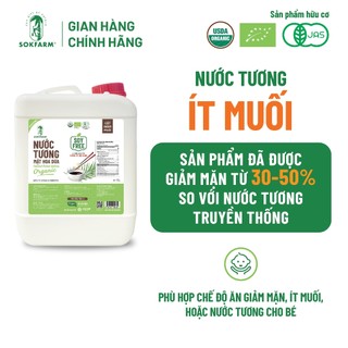 Nước Tương Mật Hoa Dừa Hữu Cơ Sokfarm Can 5 Lít| Dòng Ít Muối