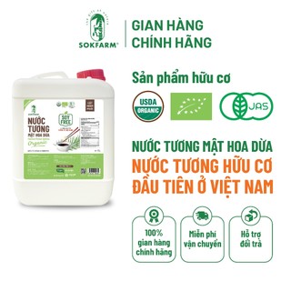 Nước Tương Mật Hoa Dừa Hữu Cơ Sokfarm Can 5 Lít| Dòng Ít Muối