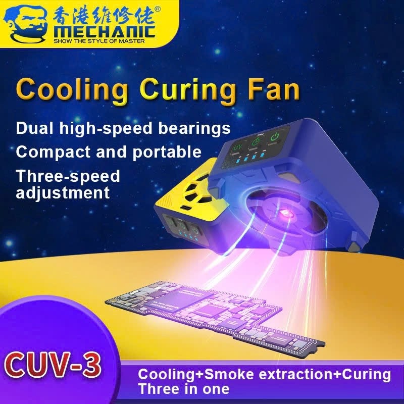 Đèn chiếu tia UV 2 trong 1 MECHANIC CUV-3 3W làm mát, sấy khô keo UV sửa chữa điện tử