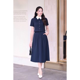 Áo Kiểu Nữ Tay Ngắn LAMER FASHION Phối Cổ Đức Mí Ngực Phối Chân Váy A Cạp Chun 2 Bên  V61H25Q032, O61H26Q008