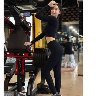Set Đồ Tập Gym Nữ Dài Tay TUẤN HD 3011 The Sculpt Set - Bộ Quần Legging Nâng Mông & Croptop Cổ Vuông