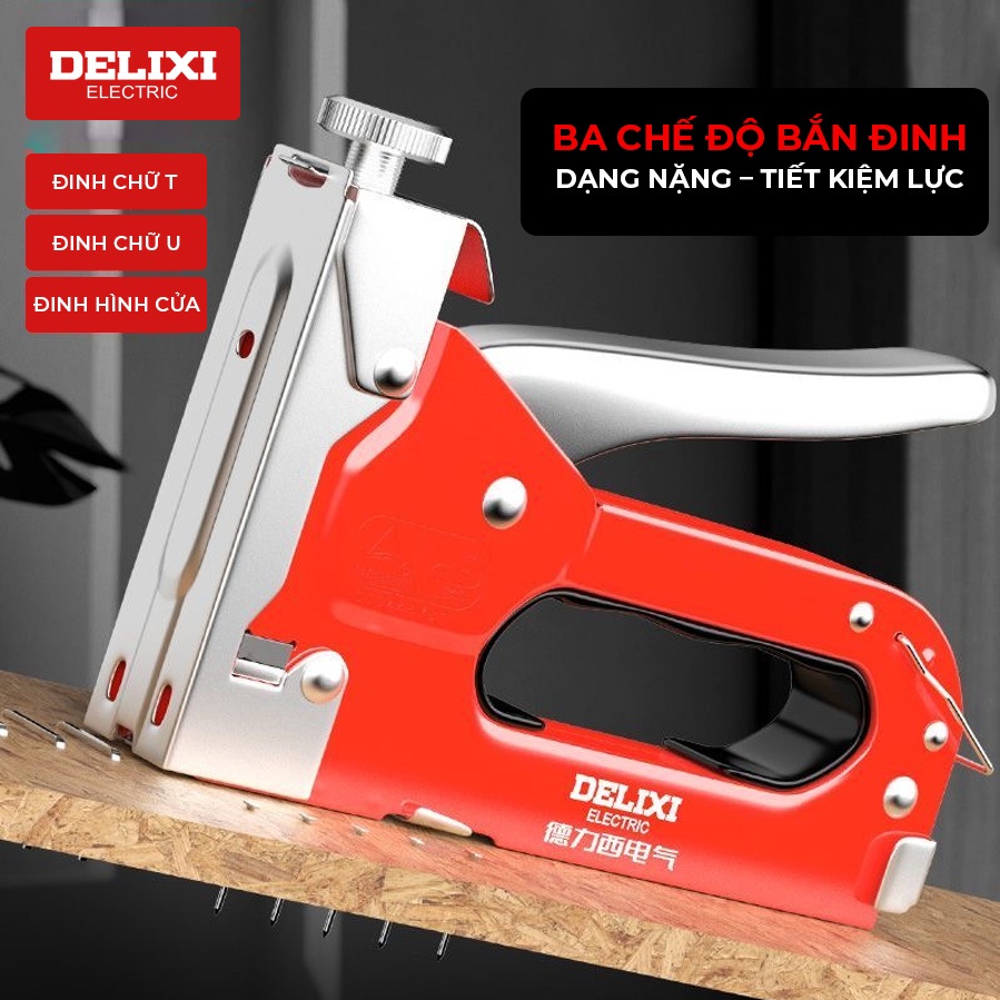 Kìm Bấm Đinh Delixi DLX-DQ001 Súng Bắn Đinh 3 Trong 1 Có Núm Vặn