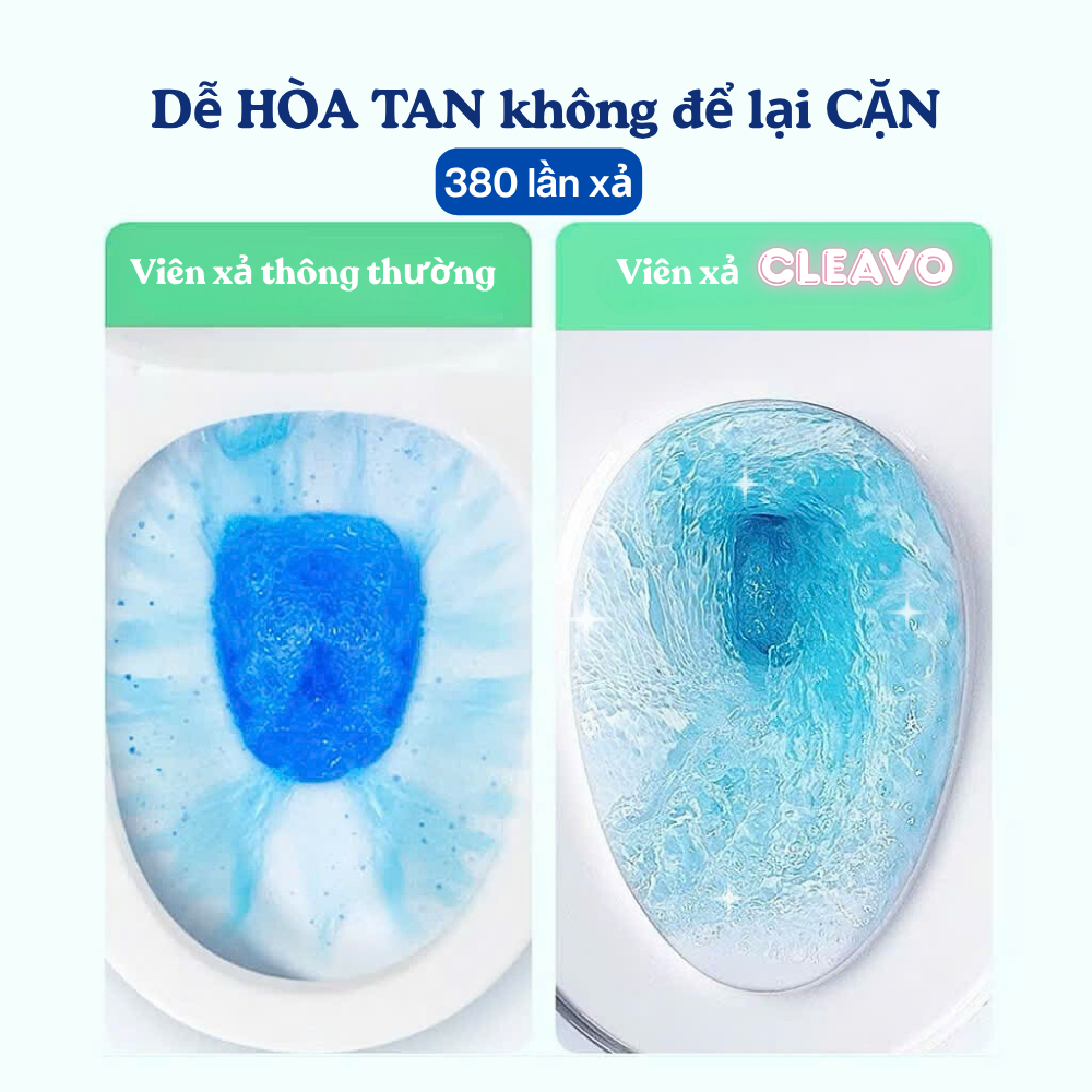 Viên thả bồn cầu CLEAVO khử mùi tẩy sạch bồn cầu thế hệ mới, diệt vi khuẩn toilet, tẩy sạch mảng bám 50gX5 viên