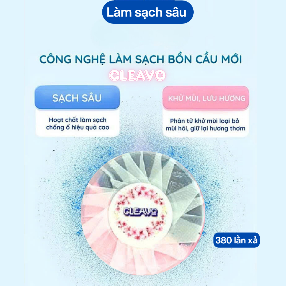 Viên thả bồn cầu CLEAVO khử mùi tẩy sạch bồn cầu thế hệ mới, diệt vi khuẩn toilet, tẩy sạch mảng bám 50gX5 viên