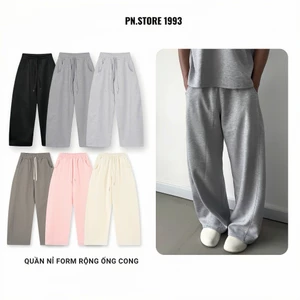 Quần nỉ 2 da form rộng ống cong PN.Store 1993 Quần ống rộng nam nữ mềm mịn, không bai xù unisex