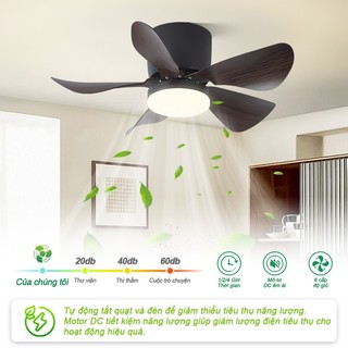 【COD】Quạt trần mini Đèn LED ba màu 24/26inch quạt trần 5 cánh Thích hợp cho phòng khách/phòng ngủ