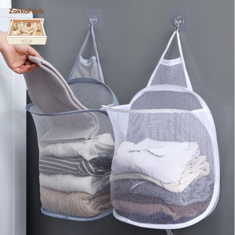 Túi lưới đựng quần áo bẩn chờ giặt Giỏ đựng đồ dơ Móc treo phơi đồ Túi giặt tiện dụng