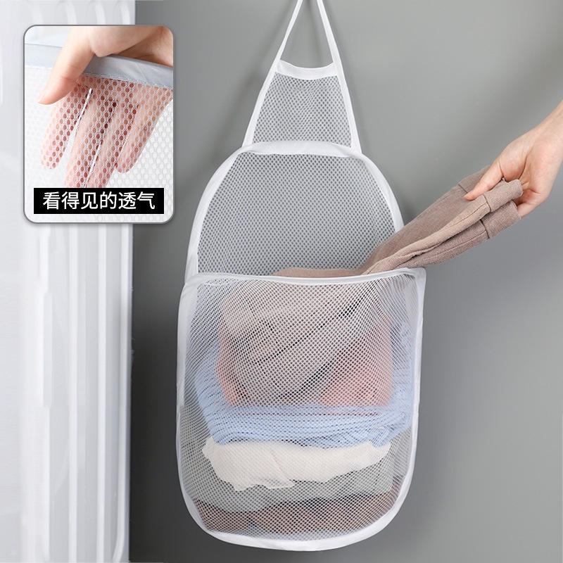Túi lưới đựng quần áo bẩn chờ giặt Giỏ đựng đồ dơ Móc treo phơi đồ Túi giặt tiện dụng