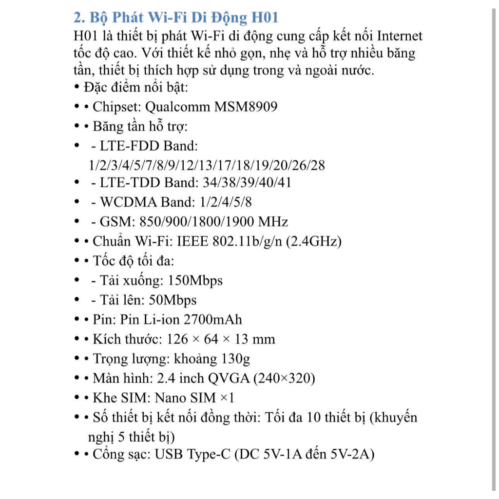 (Zeus/H01) Bộ Phát Wifi Từ SIM 4G LTE Hỗ Trợ Tất Cả Nhà Mạng Chip Qualcomm Mượt Mà Ổn Định | BigBuy360 - bigbuy360.vn