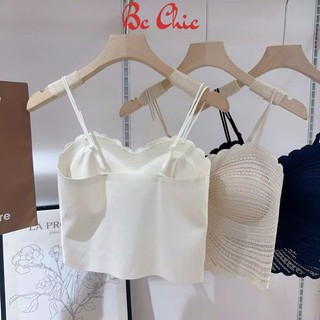 Áo Bra Ren Nữ VECYLA Cao Cấp B 622 - Áo Bra Ren Nữ Viền Bèo Vân Sóng Croptop 2 Dây Kép Mảnh