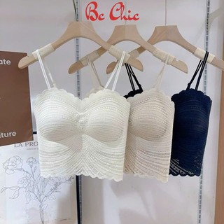Áo Bra Ren Nữ VECYLA Cao Cấp B 622 - Áo Bra Ren Nữ Viền Bèo Vân Sóng Croptop 2 Dây Kép Mảnh