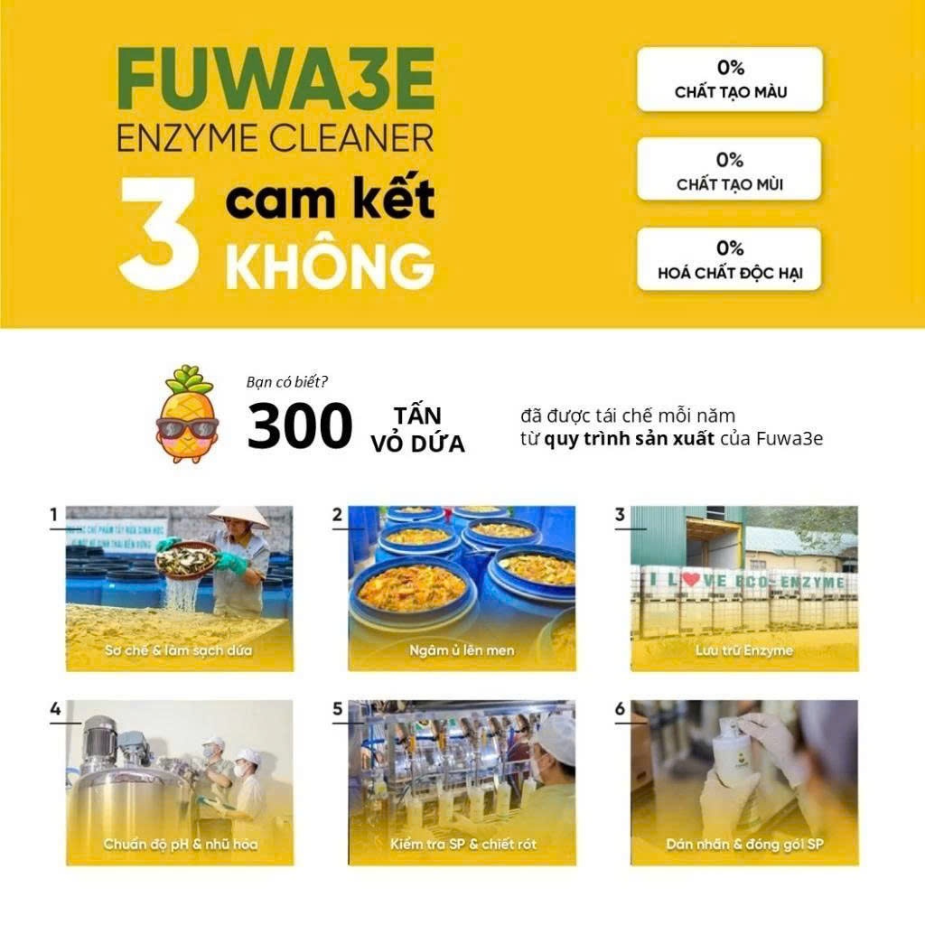 Nước lau sàn Fuwa3e Enzyme tự nhiên khử mùi diệt khuẩn và đuổi muỗi tự nhiên dung tích 1L