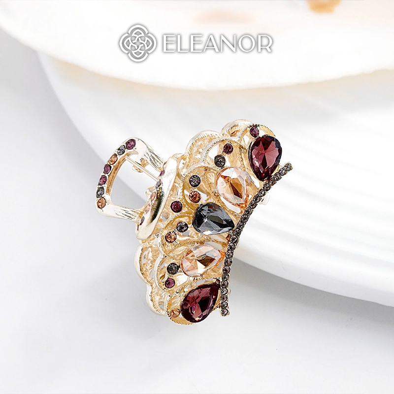 Kẹp tóc mini nữ càng cua Eleanor Accessories đính đá hình vương miện phụ kiện tóc kẹp nữa đầu 10671