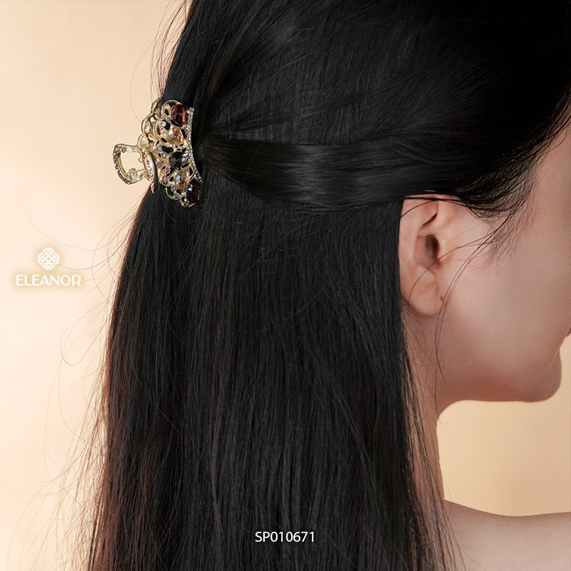 Kẹp tóc mini nữ càng cua Eleanor Accessories đính đá hình vương miện phụ kiện tóc kẹp nữa đầu 10671