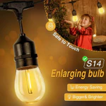 Dây Đèn Led Năng Lượng Mặt Trời S14 Có Điều Khiển Từ Xa, Trang Trí Ngoài Trời, Chống Nước, 15M/15 Bóng Đèn, Bóng Đèn — ảnh 4