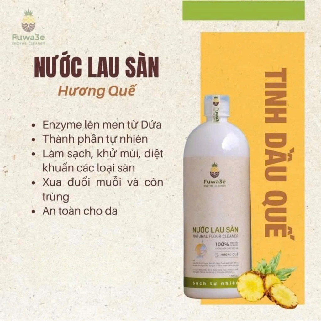 Nước lau sàn Fuwa3e Enzyme tự nhiên khử mùi diệt khuẩn và đuổi muỗi tự nhiên dung tích 1L