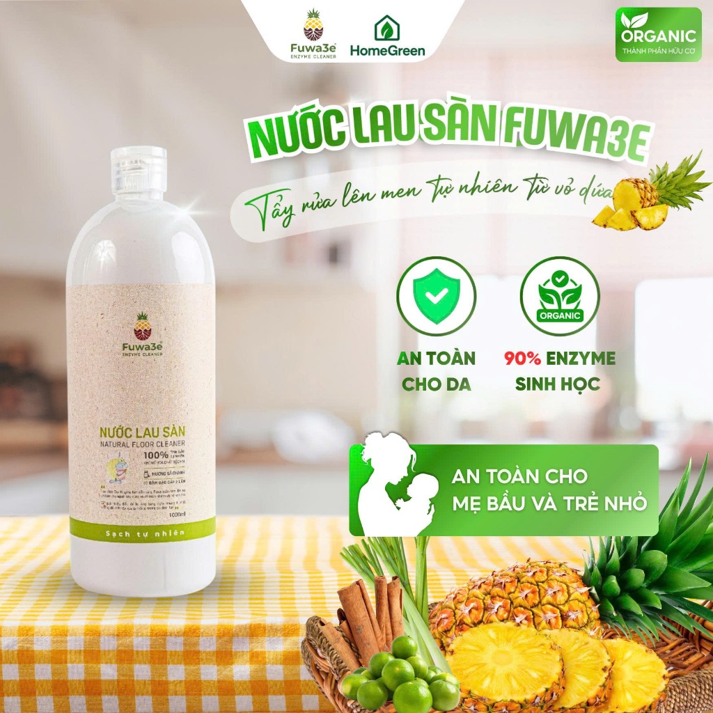 Nước lau sàn Fuwa3e Enzyme tự nhiên khử mùi diệt khuẩn và đuổi muỗi tự nhiên dung tích 1L
