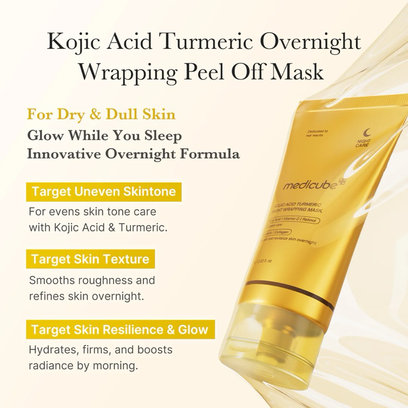 Mask ngủ dạng lột, nghệ làm sáng da Medicube Kojic Acid Turmeric Night Wrapping Mask 75ml