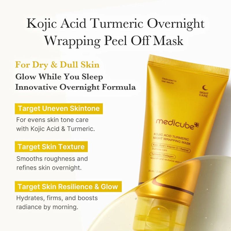 Mask ngủ dạng lột, nghệ làm sáng da Medicube Kojic Acid Turmeric Night Wrapping Mask 75ml