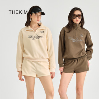 THEKIM Set lẻ Ivory Calm áo nỉ dài tay khóa cổ half zip , áo polo kéo khóa chất liệu mềm mịn Wellness Paradigm CS375376